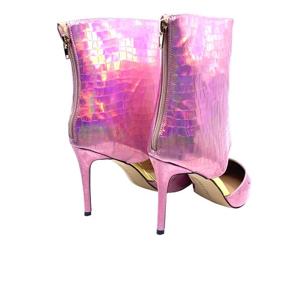 THINGS II COME Women's Size 12M Show-Stopping Pink Snake-Print Ankle Boot - Picture 4 of 12
